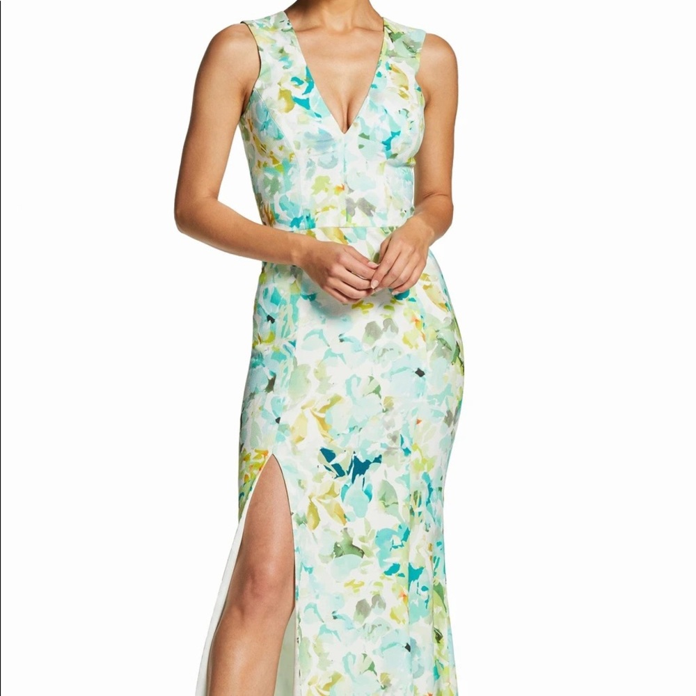 DRESS THE POPULATION Sandra Watercolor Floral Gown